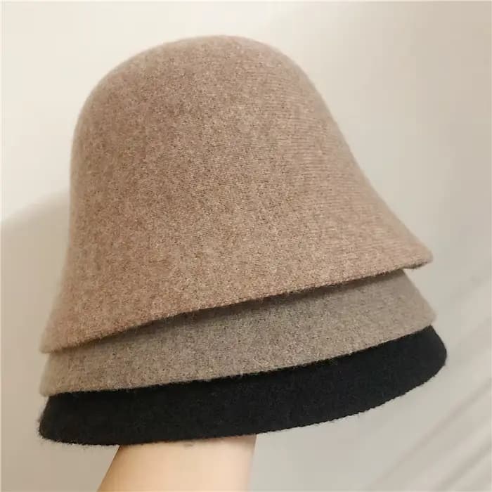 Japonais véritable laine Vintage chaud seau chapeau pour femmes feutre rétro dôme laine chapeaux fem