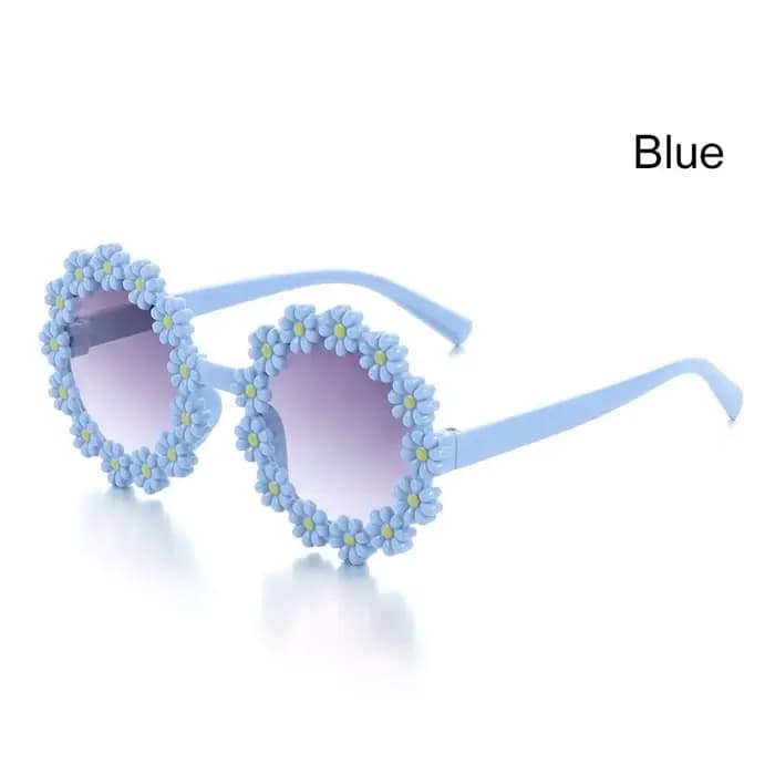 Lunettes de soleil rondes à fleurs pour enfants, jolies lunettes marguerite, Protection solaire d'ex