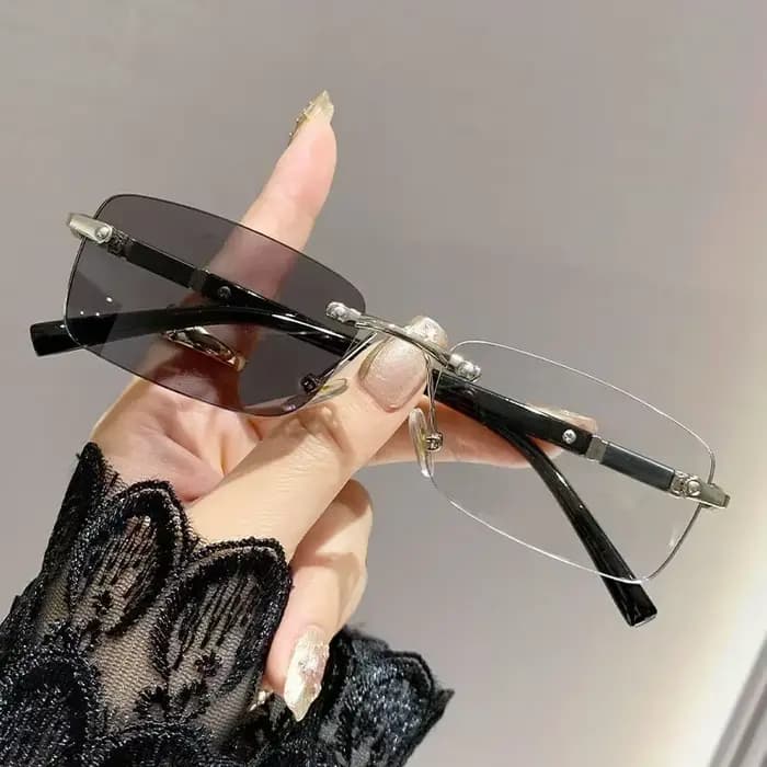 Lunettes de myopie photochromiques carrées sans bords pour hommes et femmes, Anti-UV, pour myopie, r