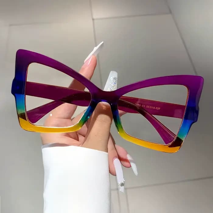 Lunettes de soleil surdimensionnées pour femmes, style œil de chat, avec monture tendance à couleurs