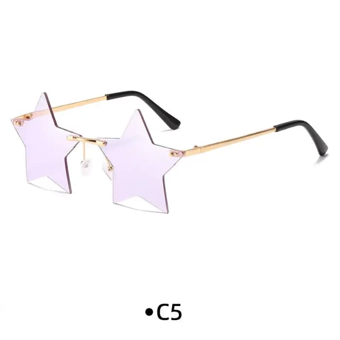 Lunettes de soleil sans monture en forme d'étoile, tendance, pour femmes et hommes, lunettes de fête