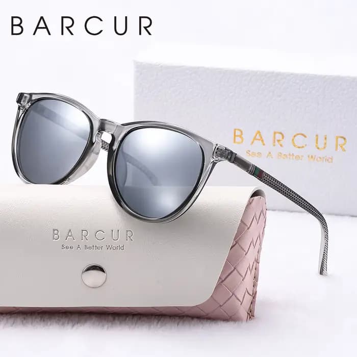 BARCUR-Lunettes de soleil polarisées roses pour femmes, lunettes de soleil de voyage, cadre rond PC,