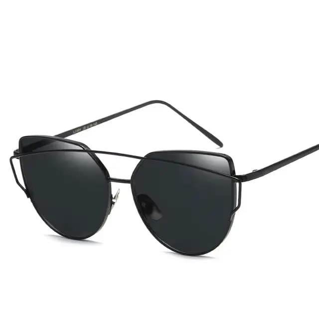 Lunettes de soleil Vintage en forme d'oeil de chat pour femmes, verres plats réfléchissants en métal