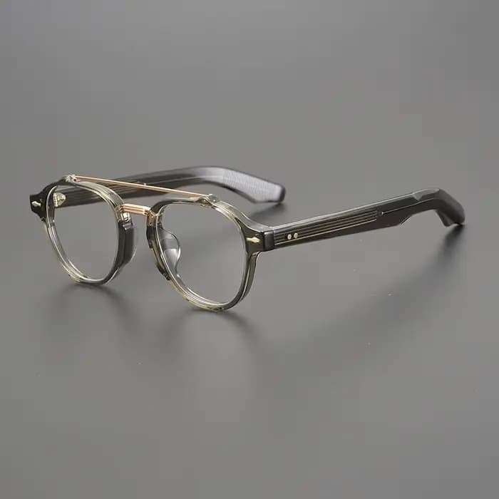 Lunettes ovales à Double faisceau en acétate faites à la main pour hommes, monture pilote de mode, g