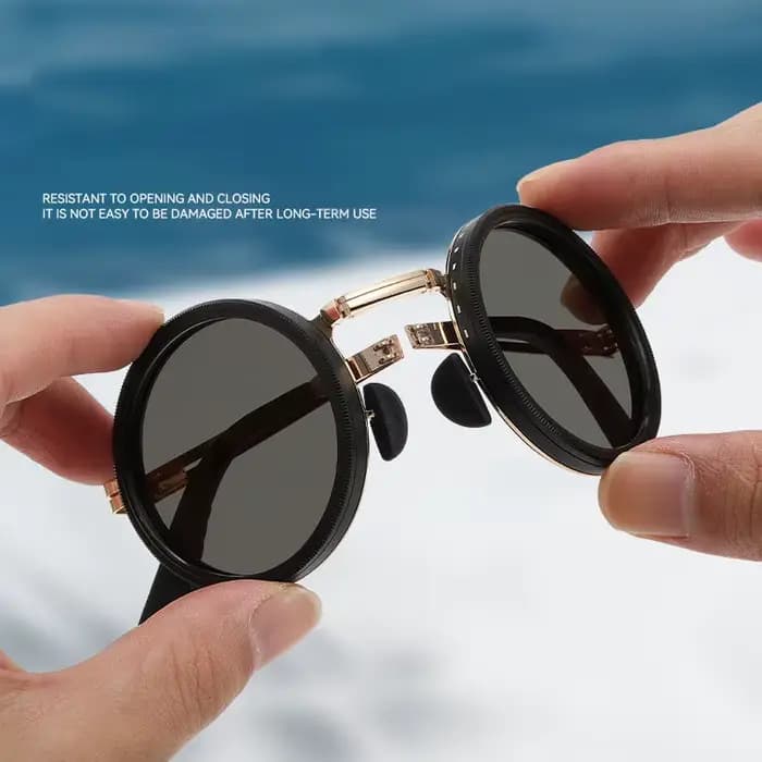 SHAUNA lunettes de soleil polarisées rondes à gradation réglable en métal Punk ND9 niveaux anti-lumi