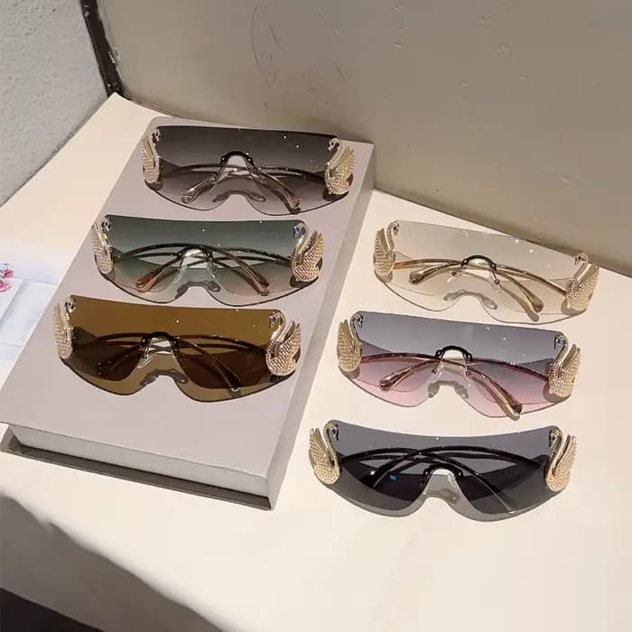KAMMPT sans monture Y2k lunettes de soleil femmes mode monobloc dégradé nuances 2025 nouveau à la mo