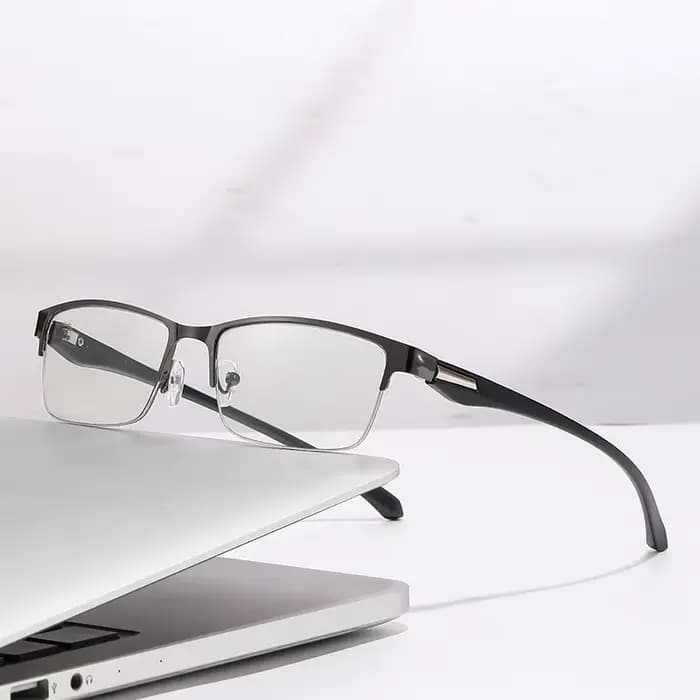 Lunettes Anti Blu-ray transparentes en alliage de plastique, demi-monture, lunettes d'affaires légèr