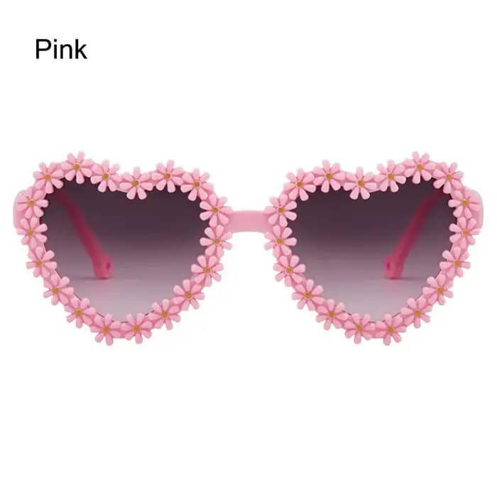 Lunettes de soleil en forme de cœur Daisy, protection solaire, pour enfants de 3 à 18 ans, style vin