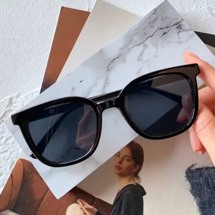 Lunettes de soleil rectangulaires vintage noires pour hommes et femmes, monture PC, verres carrés, p