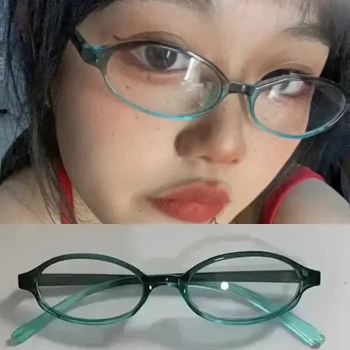 Lunettes ovales rétro rouges pour femmes et filles, monture verte Y2K, lunettes décoratives pour ord