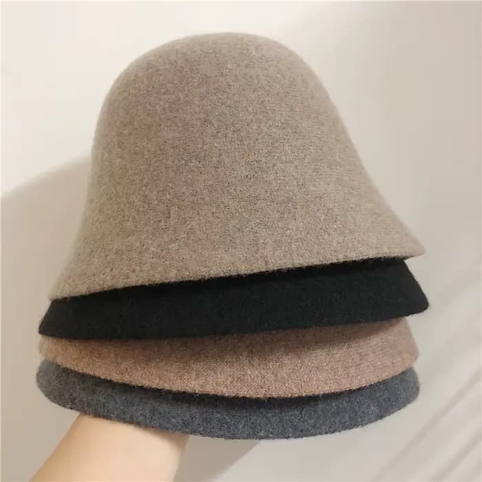 Japonais véritable laine Vintage chaud seau chapeau pour femmes feutre rétro dôme laine chapeaux fem