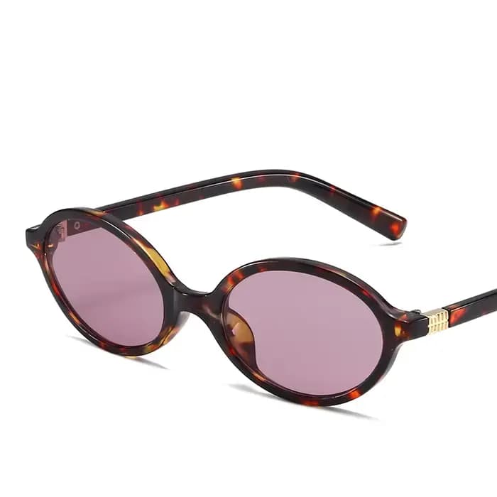 Mignon petit cadre ovale femmes lunettes de soleil Sexy léopard rétro luxe lunettes de soleil dames