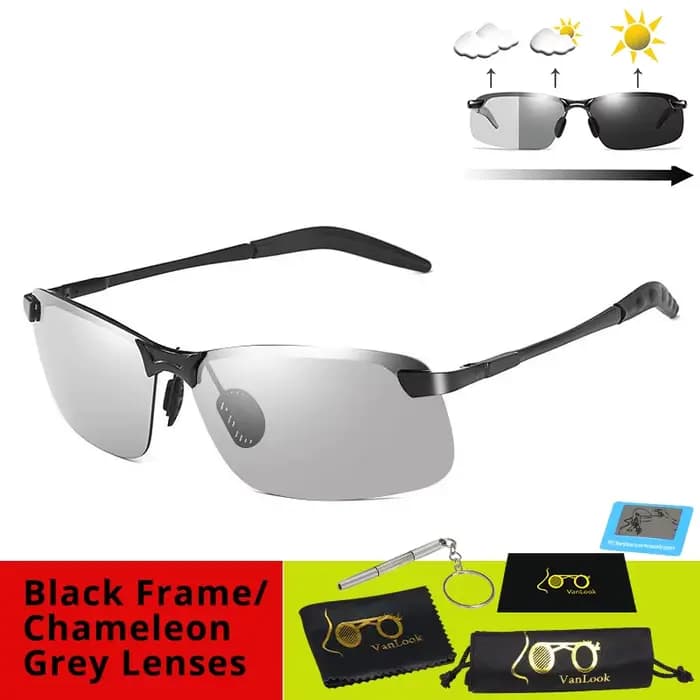 Lunettes de soleil photochromiques polarisées pour hommes, verres caméléon jaunes, pour la conduite