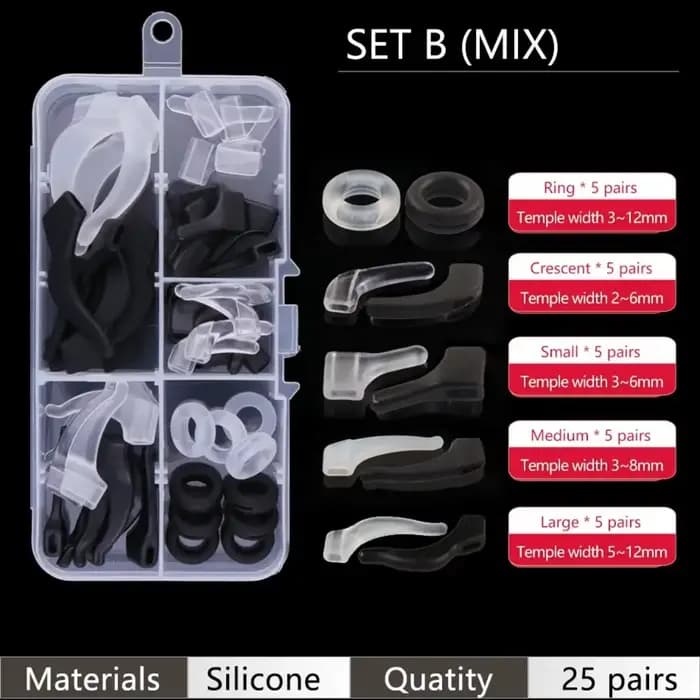 25 paires de supports de lunettes antidérapants en Silicone de qualité supérieure, crochets de poign