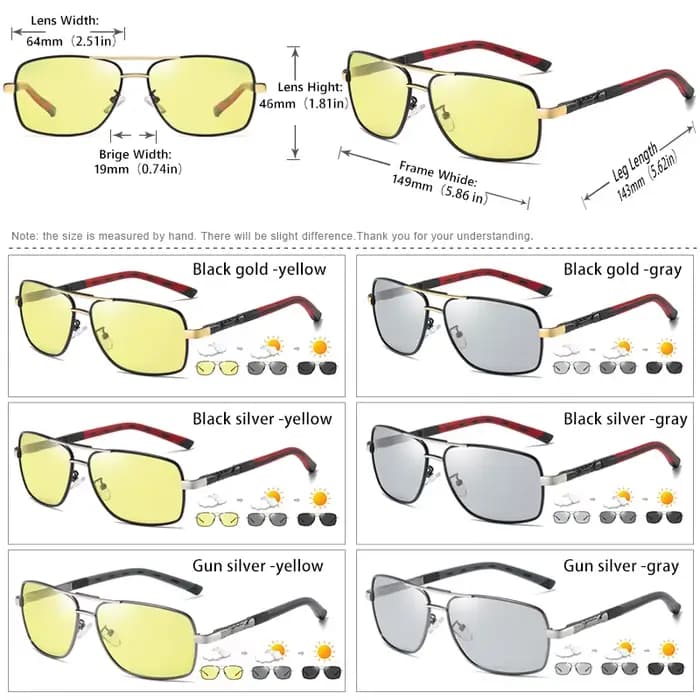 LIvissed MO-Lunettes de soleil polarisées photochromiques carrées, pour homme et femme, pour la cond