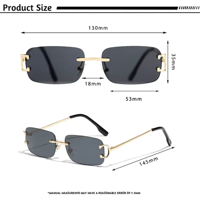 Lunettes de soleil sans monture CATERSDIE pour hommes, petites montures, lunettes de soleil tendance
