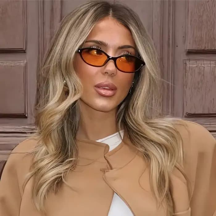 Lunettes de soleil ovales rétro pour femmes, monture petite, orange tendance, pour activités de plei