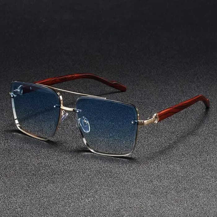 Lunettes de soleil carrées de luxe pour hommes, nouvelles lunettes de créateur vintage en bois, lune