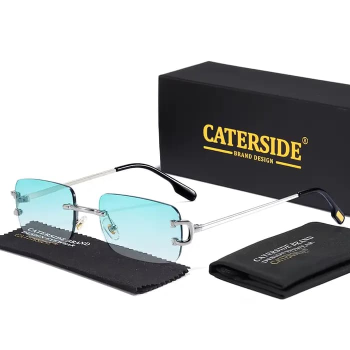 Lunettes de soleil sans monture CATERSDIE pour hommes, petites montures, lunettes de soleil tendance