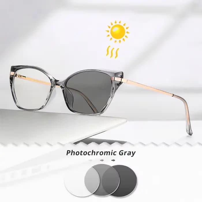 Lunettes de soleil photochromiques femmes marque Designer lunettes yeux de chat luxe Transparent zér