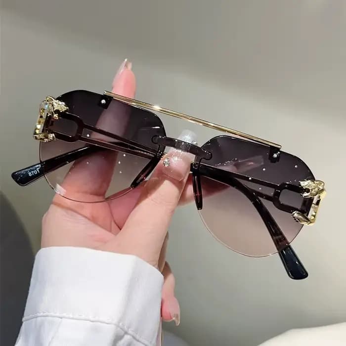 KAMMPT lunettes de soleil pilote sans monture hommes mode Vintage dégradé nuances décontractées femm