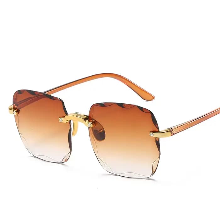 Lunettes de soleil carrées sans monture pour hommes et femmes, lunettes de soleil rouges, créateur d