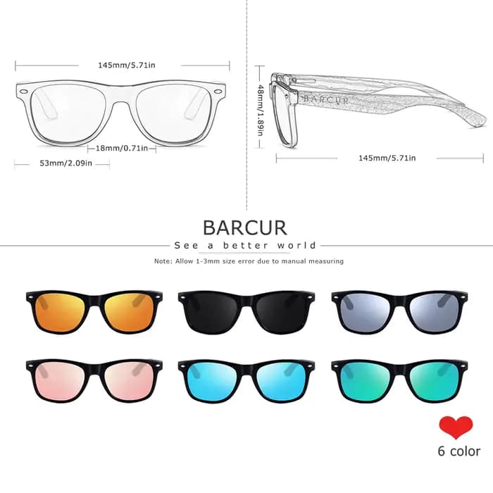BARCUR-Lunettes de soleil en bois de zèbre naturel pour hommes et femmes, lunettes polarisées, verre