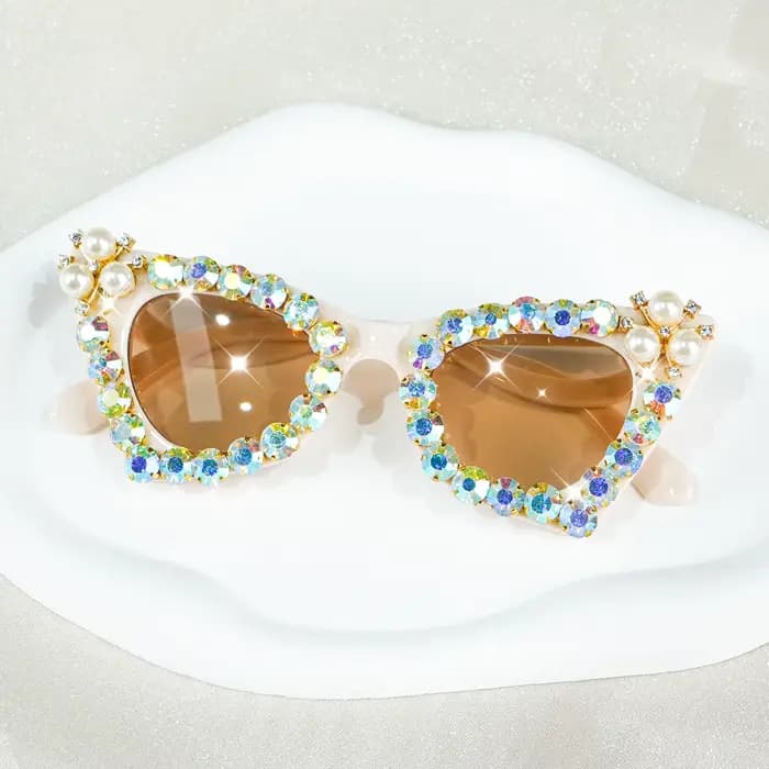 Lunettes œil de chat en strass scintillants pour femmes, parfaites pour les événements et la mode, l