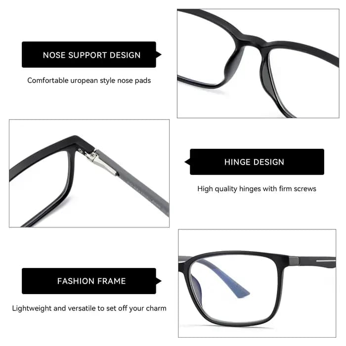 ZENOTTIC 2026 Lunettes de protection anti-lumière bleue tendance pour hommes, monture optique carrée