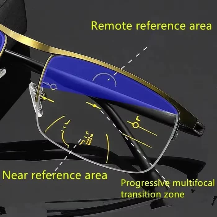 Lunettes de lecture multifocales progressives pour femmes et hommes, Anti-lumière bleue, demi-montur
