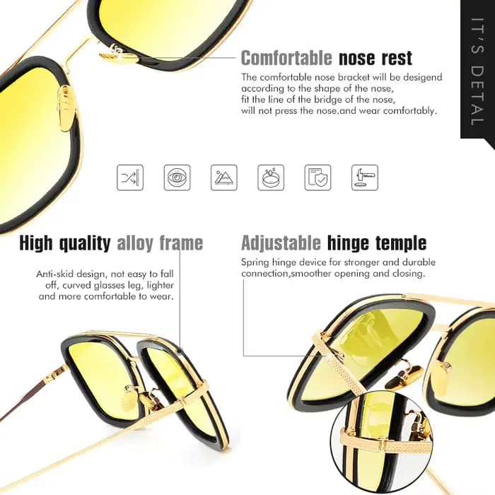 LIOUMO – lunettes de soleil polarisées et photochromiques Tony Stark pour hommes et femmes, lunettes