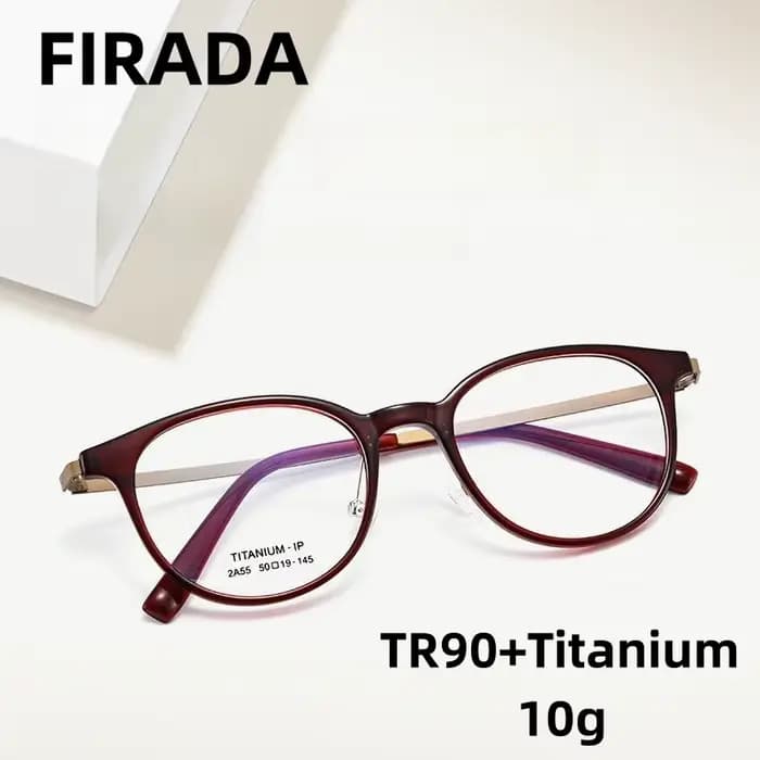 FIRADA lunettes confortables à la mode rondes rétro pur titane lunettes montures de Prescription opt
