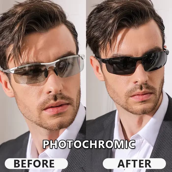 CoolPandas lunettes de soleil photochromiques hommes polarisées sans monture Sport de plein air lune