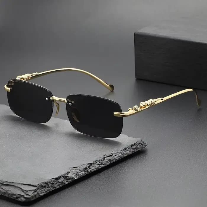 Lunettes de soleil sans monture ovales, lunettes de soleil tendance en métal pour femmes et hommes,