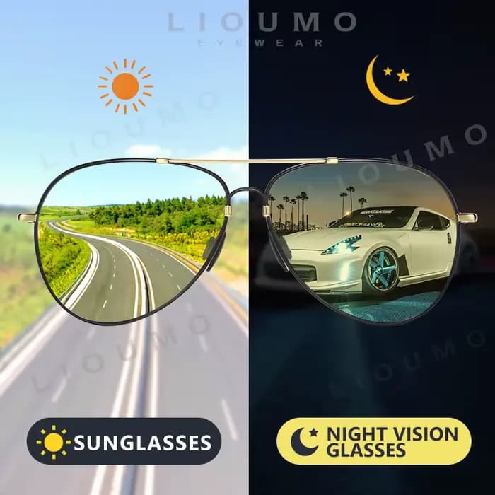 LIvissed-MO Aviation Memory Metal Lunettes de soleil polarisées pour hommes, vision nocturne, lunett