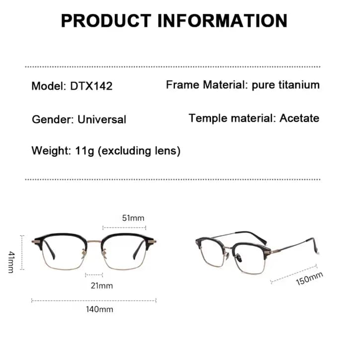Lunettes de vue rétro de luxe américaines, réplique, grande taille 140 mm, monture en acétate et tit