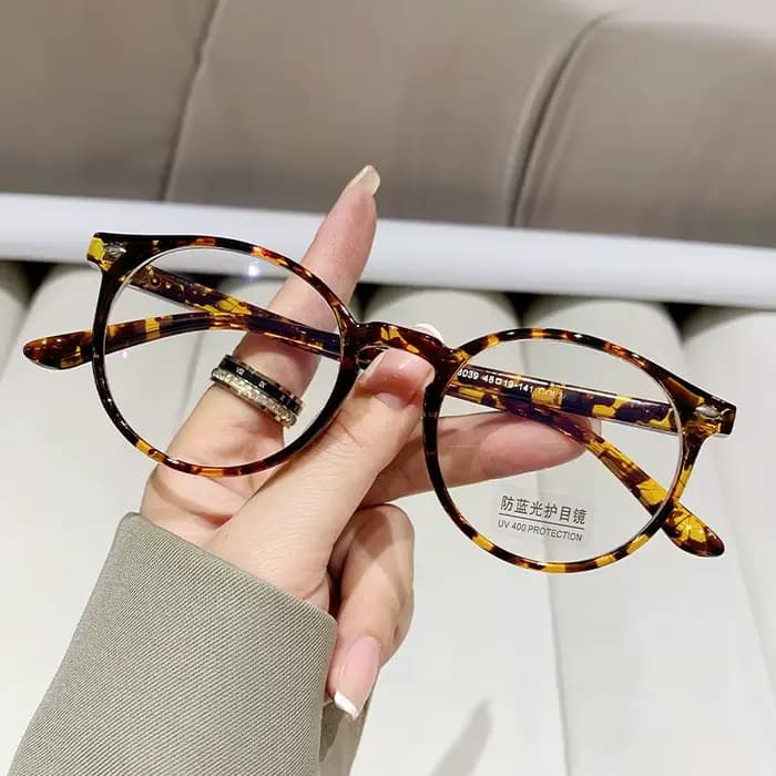 Lunettes de lecture Anti-lumière bleue pour femmes, monture ronde en écaille de tortue, décoration q