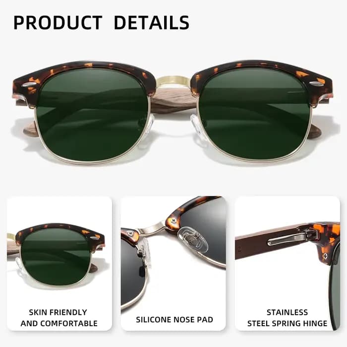 KINGSEVEN – lunettes de soleil rétro en noyer pour hommes et femmes, polarisées, faites à la main, P