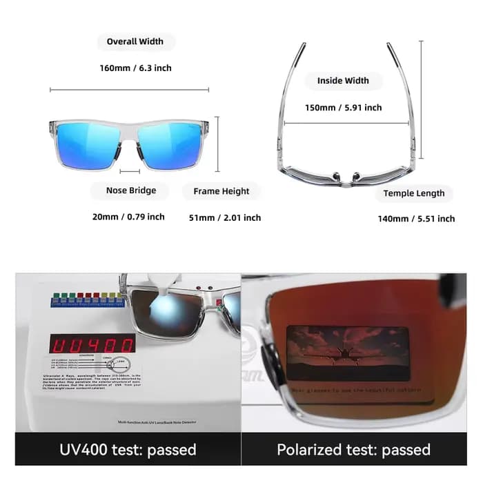 KDEAM lunettes de soleil surdimensionnées pour hommes polarisées TR90 lunettes de soleil grande tail