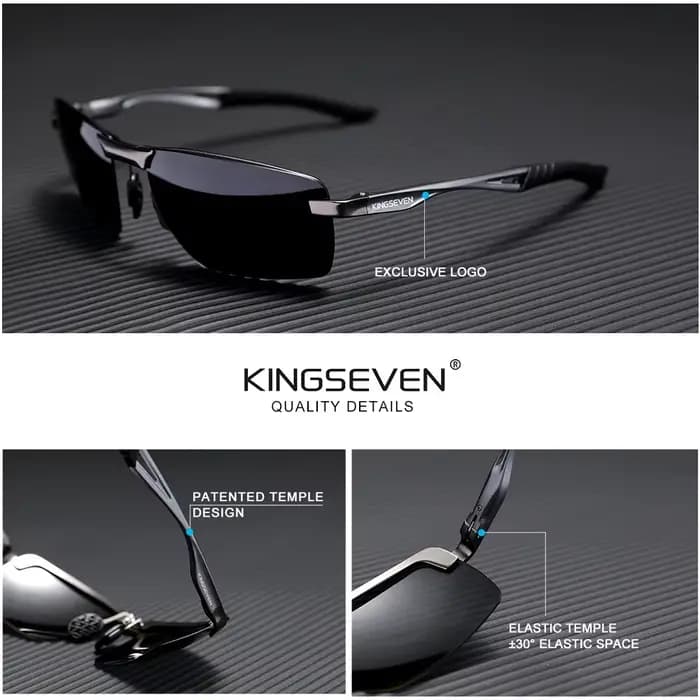 KINGSEVEN Lunettes de soleil polarisées sans monture en aluminium pour hommes, protection UV400, sty