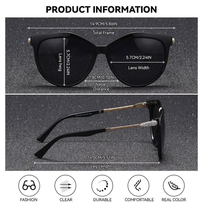 BARCUR lunettes de soleil rondes polarisées mode Ultra léger oeil de chat cadre PC plusieurs couleur