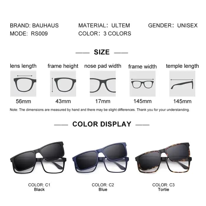 RS009 lunettes de soleil à monture magnétique classique ultra-légère et combinaison de lunettes opti
