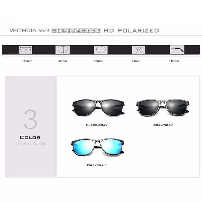 VEITHDIA mode Vintage hommes lunettes de soleil polarisées UV400 lentille lunettes aluminium magnési