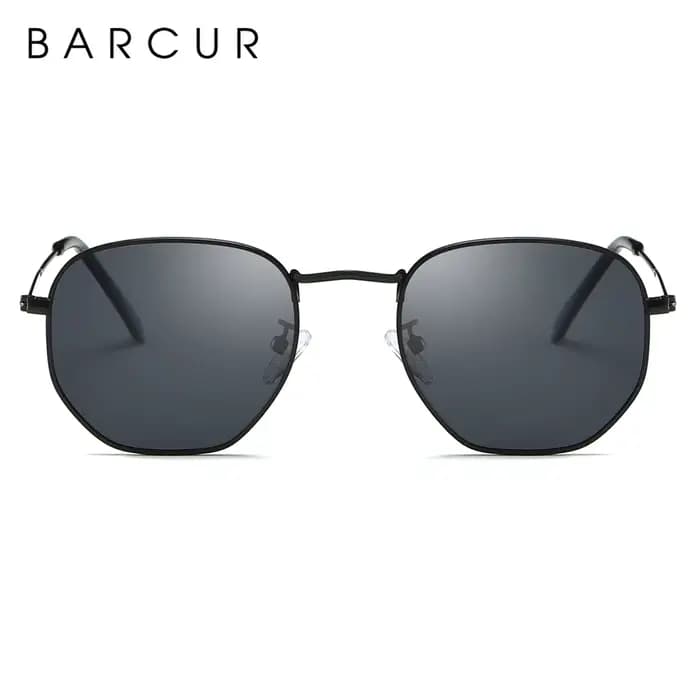 BARCUR classique rétro lunettes De soleil réfléchissantes homme hexagone lunettes De soleil cadre mé