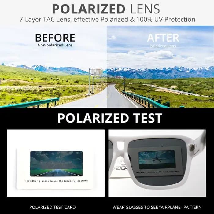 KDEAM-Lunettes de soleil polarisées Jam Lifestyle pour homme, verres solaires carrés, miroir flash,