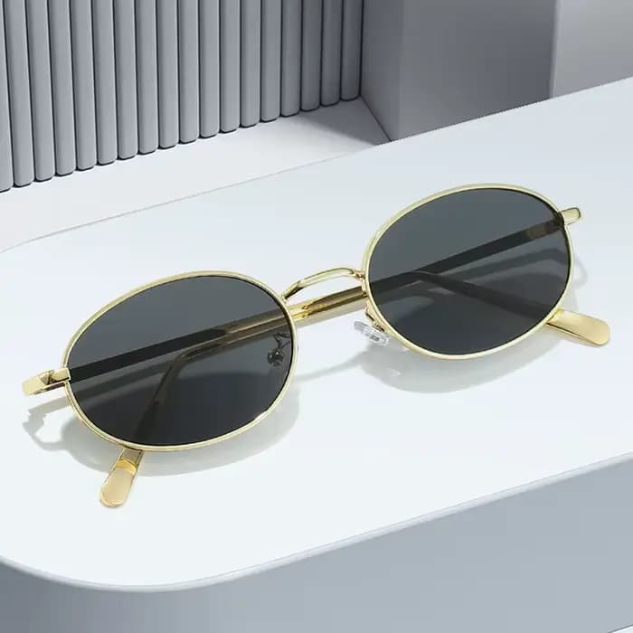 SHAUNA rétro petit ovale cadre en métal femmes lunettes de soleil UV400 hommes Punk lunettes de sole