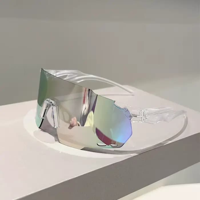 KAMMPT – lunettes surdimensionnées sans bords pour hommes, miroir rond enveloppé, lunettes de soleil