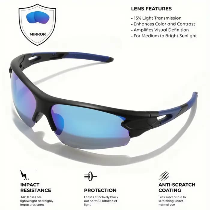 2 pièces nouvelles lunettes de soleil de sport enveloppantes semi-sans monture légères pour le cycli