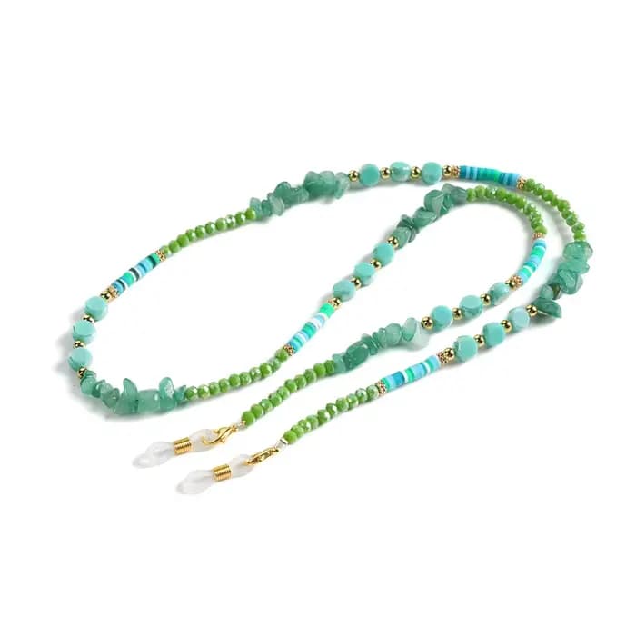 Chaîne de lunettes colorée avec perles et pierres de cristal, anti-perte, pour lunettes de soleil et