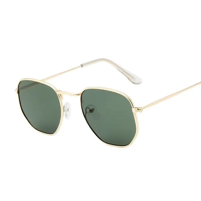 Lunettes de Soleil Hexagonales Classiques de Marque, Verres Plats Clairs, Rétro, Petite Monture en M